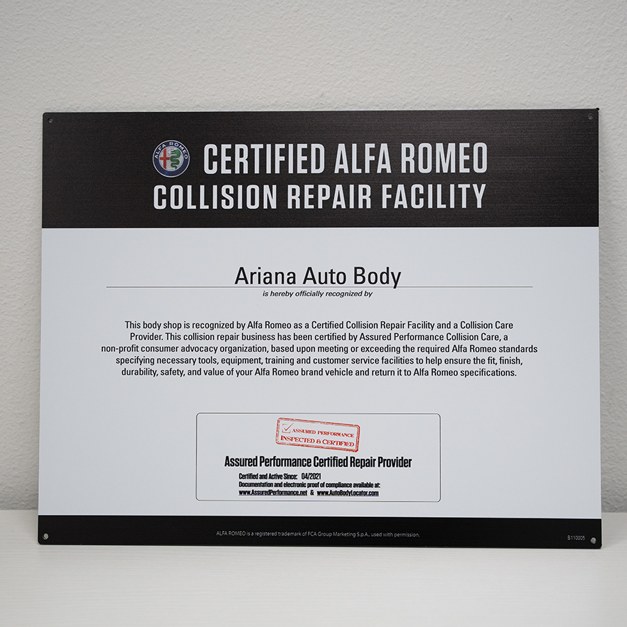 Alfa Romeo Collision Program Certification